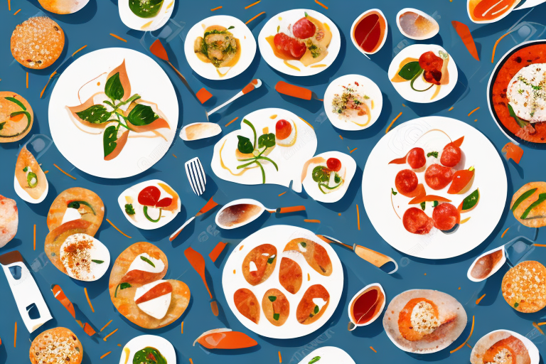 A selection of italian appetizers on a plate or platter