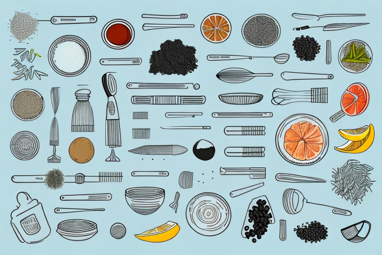A variety of ingredients and kitchen tools used for making no-cook recipes