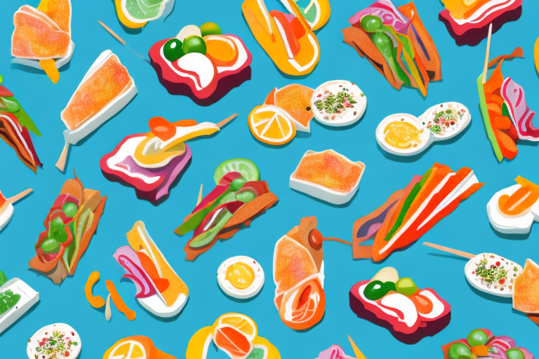A selection of colorful and appetizing finger foods that don't require cooking