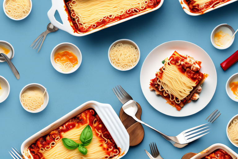 A lasagna dish with no-boil noodles in the oven