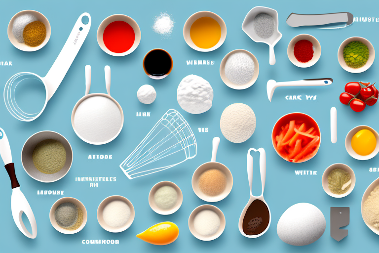 A variety of ingredients and kitchen utensils to create a simple no-cook meal