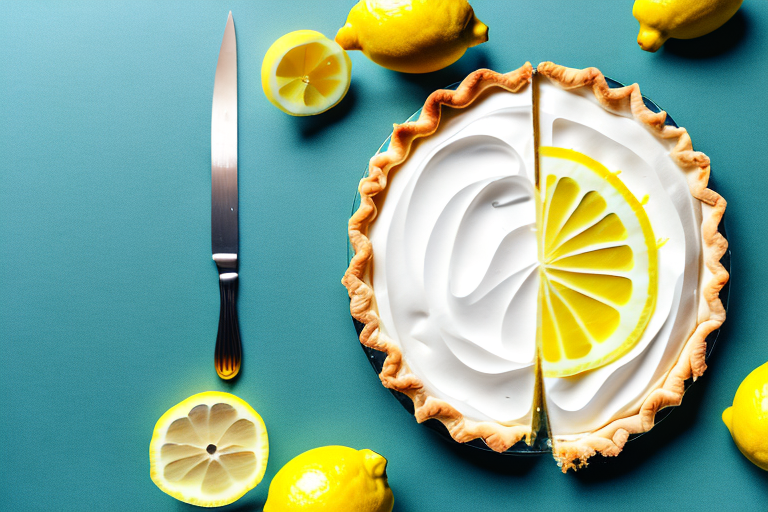A lemon pie with a slice cut out