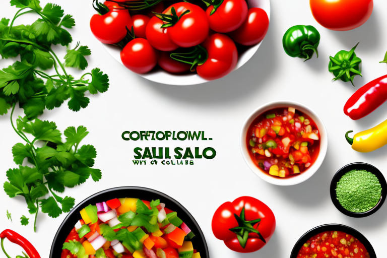 A bowl of colorful salsa ingredients