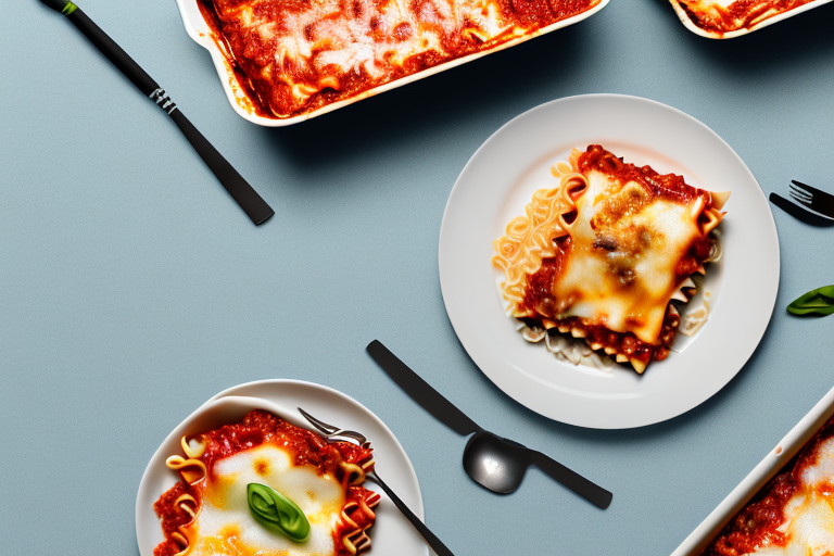 A lasagna dish with no-boil noodles in an oven