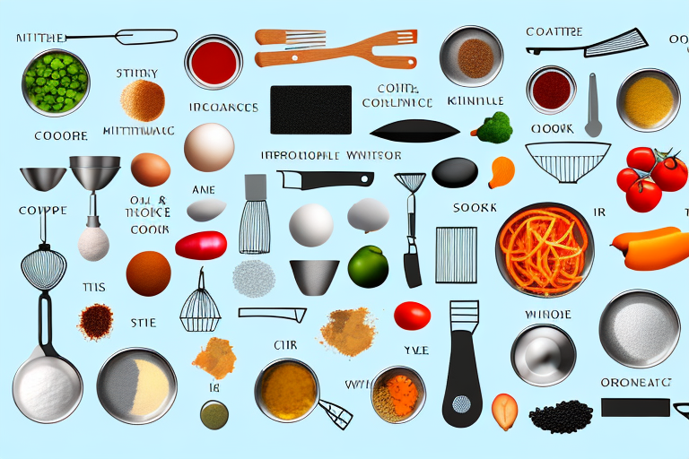 A variety of ingredients and kitchen tools to create a no-cook meal