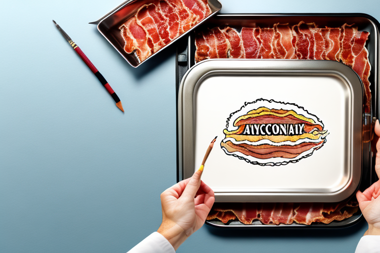 A tray of bacon in an oven
