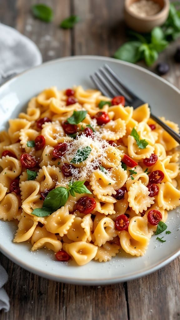 Farfalle with Sun-Dried Tomato and Olive Cream Sauce Recipe