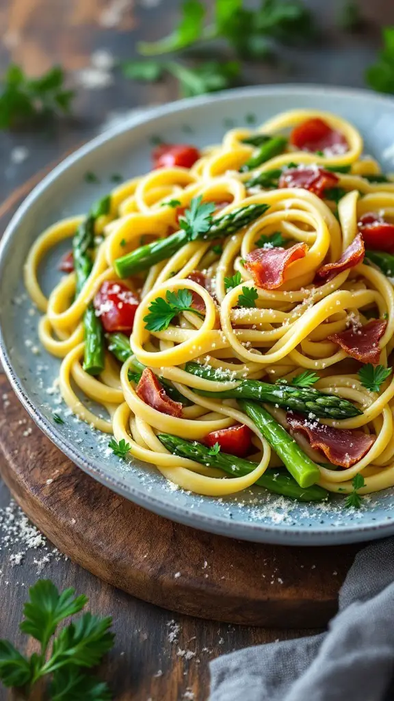 Fettuccine with Asparagus and Prosciutto Recipe