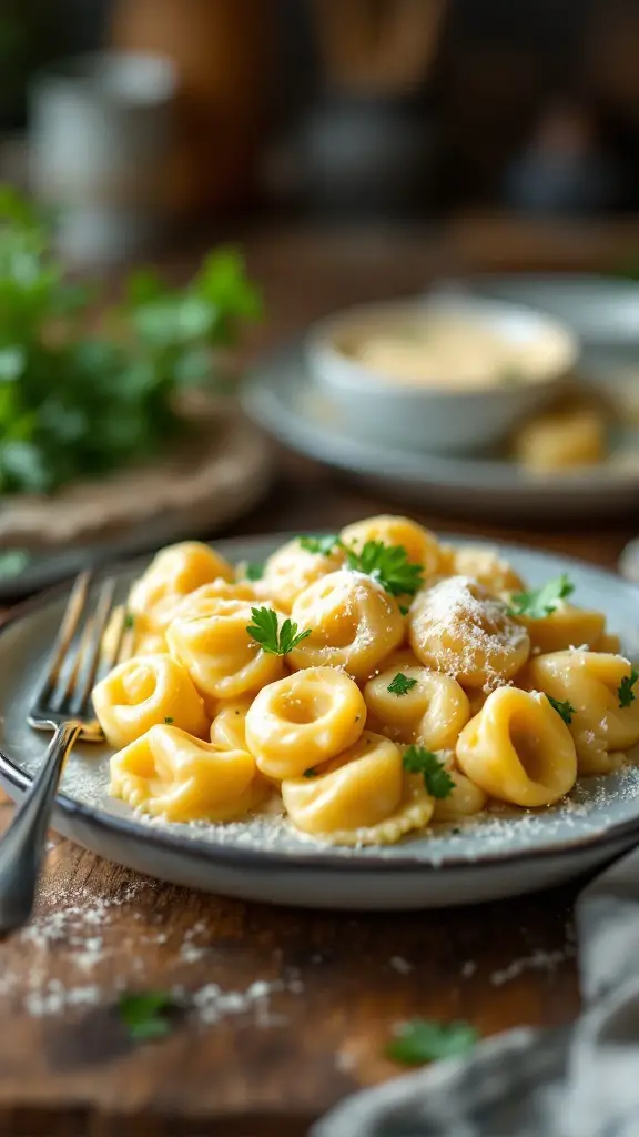 Tortellini with Cream and Parmesan Sauce Recipe