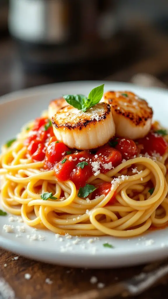 Spaghetti with Scallops and Cherry Tomato Sauce Recipe