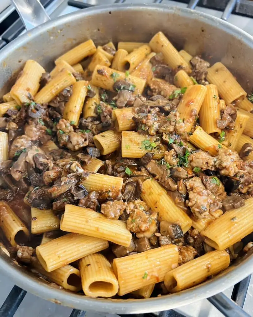 Rigatoni with Beef and Porcini Mushroom Sauce