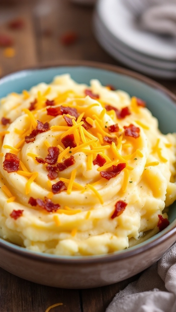 Bacon Cheddar Mashed Potatoes in a bowl