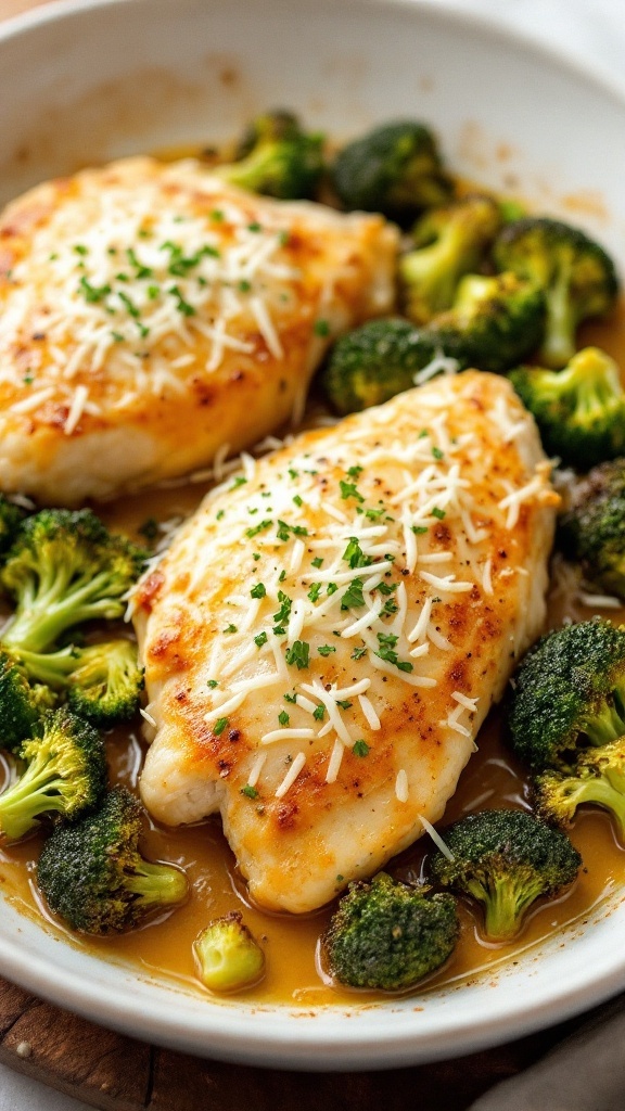 Baked chicken and broccoli with Parmesan cheese