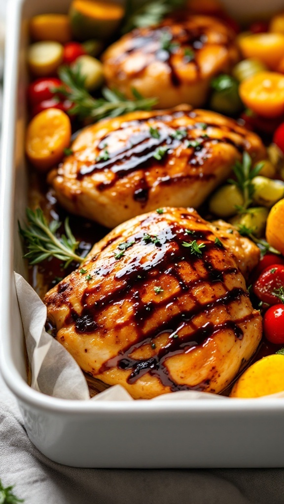 Balsamic glazed chicken thighs with vegetables