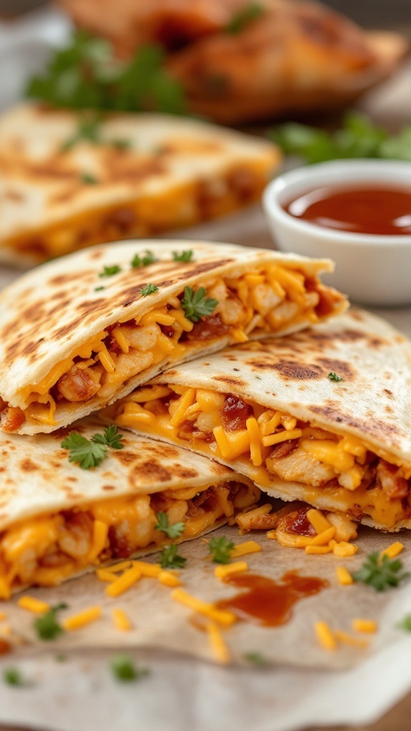 BBQ Chicken Quesadilla with Cheddar Cheese