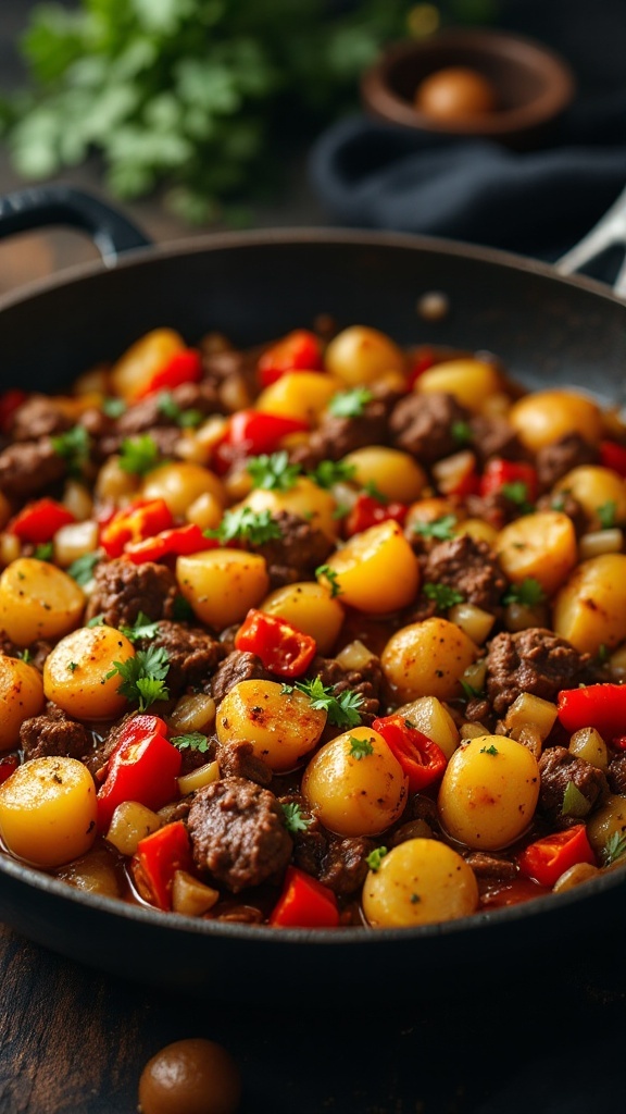 Beef Potato Skillet with Bell Peppers