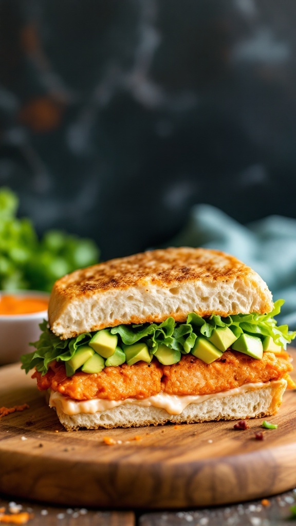 Buffalo Ranch Chicken Panini with Avocado and Lettuce