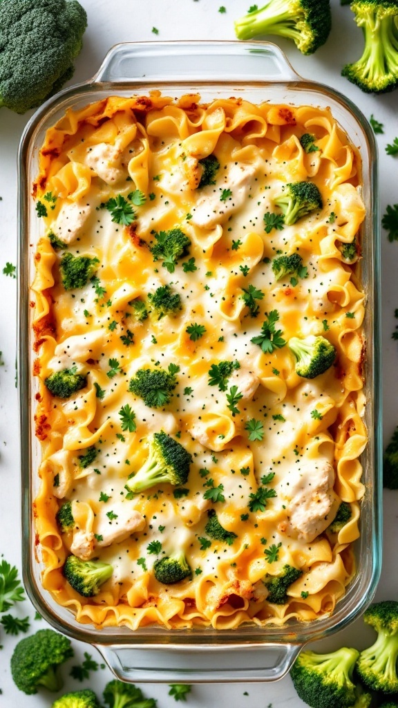 Cheesy Broccoli and Chicken Noodle Casserole