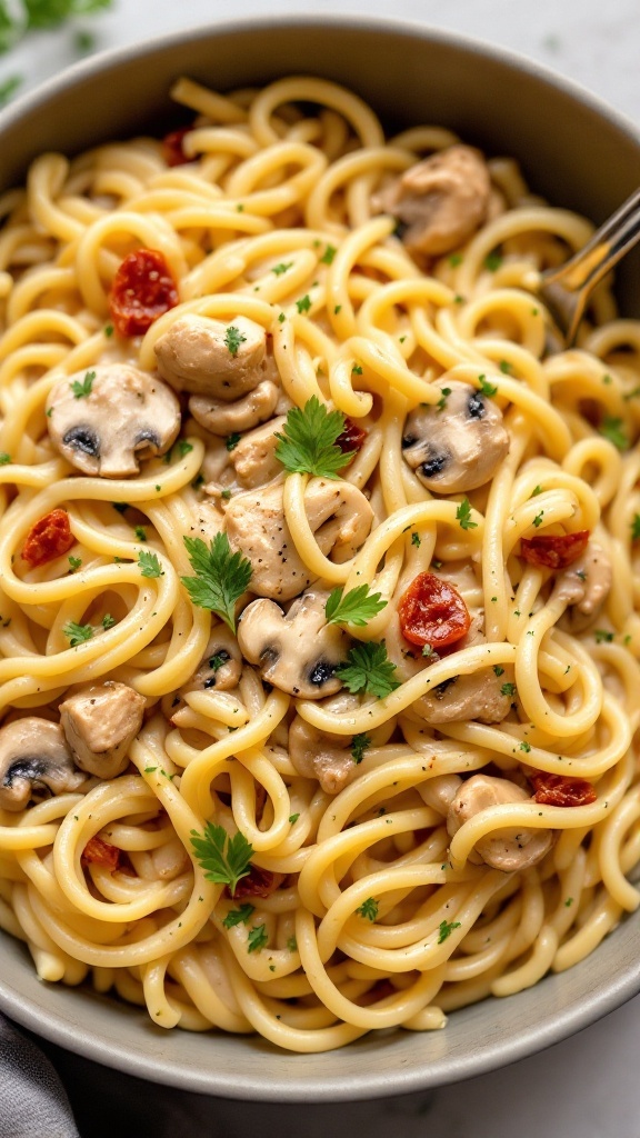 Creamy Sun-Dried Tomato Alfredo pasta dish