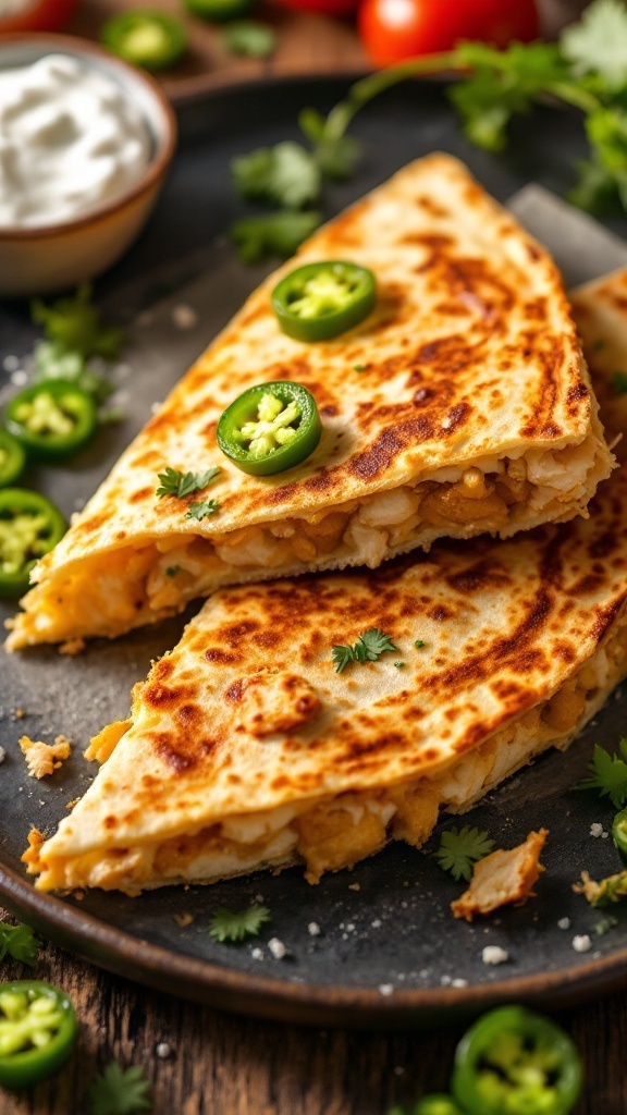 Crispy Chicken and Jalapeño Quesadilla