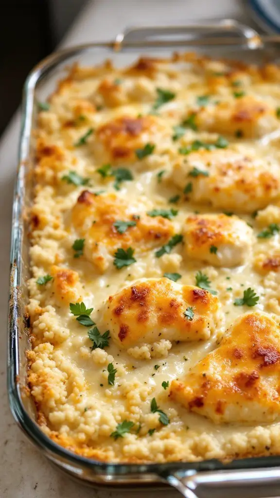 Garlic Parmesan Chicken and Quinoa Bake