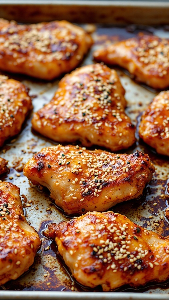 Honey garlic chicken thighs with sesame seeds