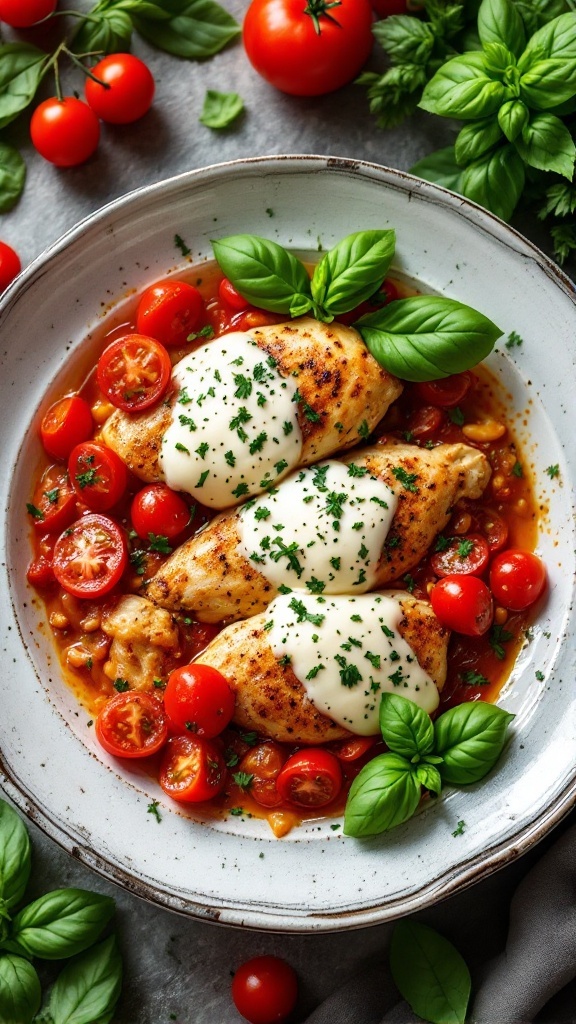 Delicious Italian Herb Chicken Casserole with tomatoes and cheese