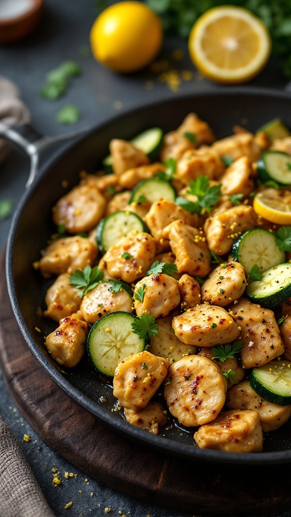 A delicious serving of Lemon Ginger Chicken with Zucchini