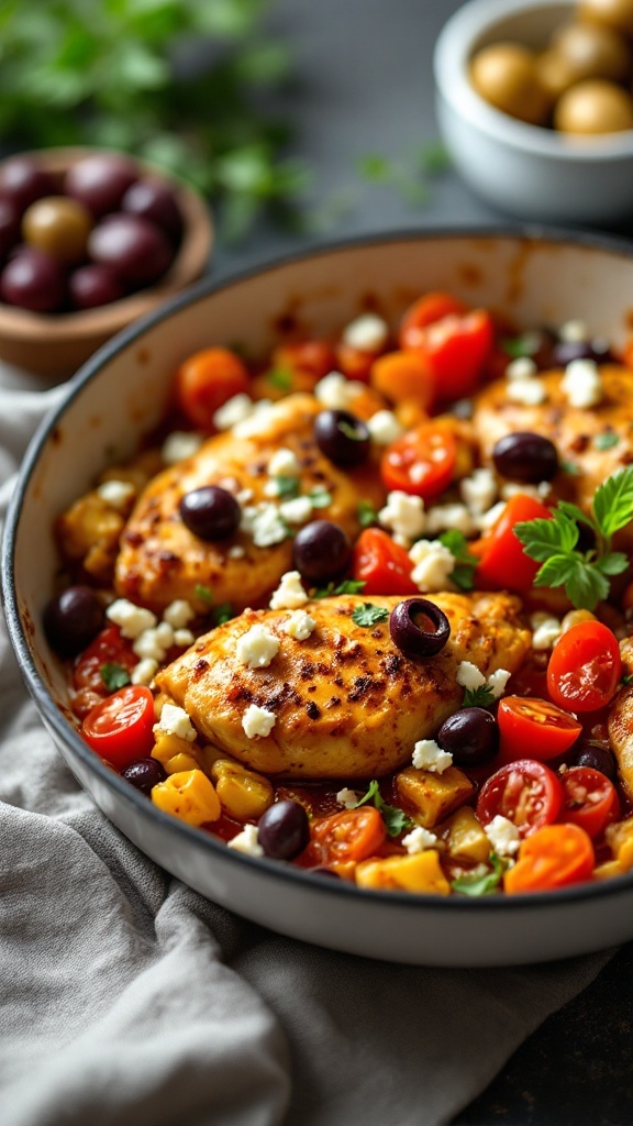 Mediterranean Chicken and Feta Bake