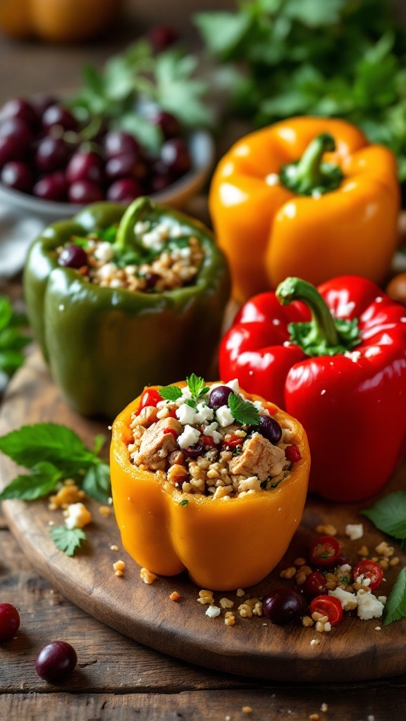 Mediterranean Chicken and Rice Stuffed Peppers