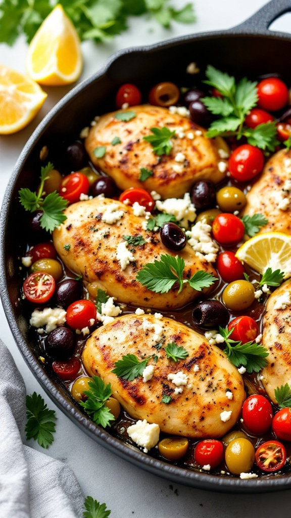 Mediterranean chicken with olives and vegetables