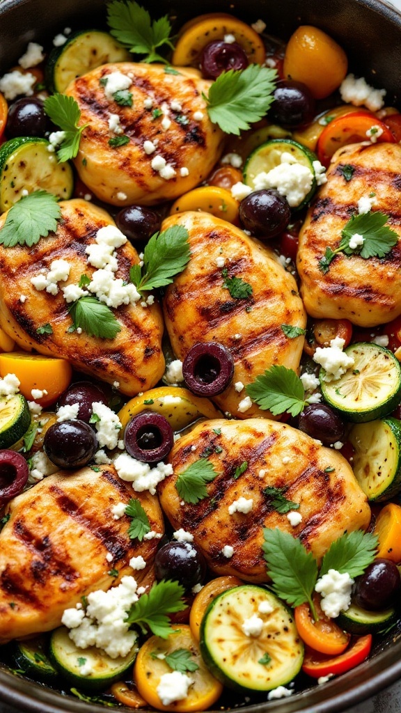 Mediterranean chicken dish with zucchini and other vegetables