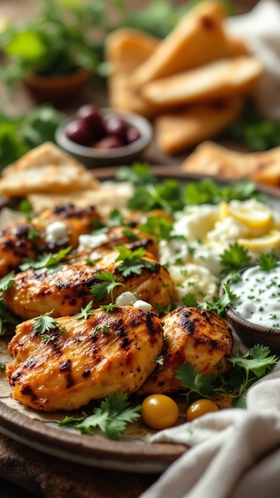 Grilled chicken with Mediterranean flavors