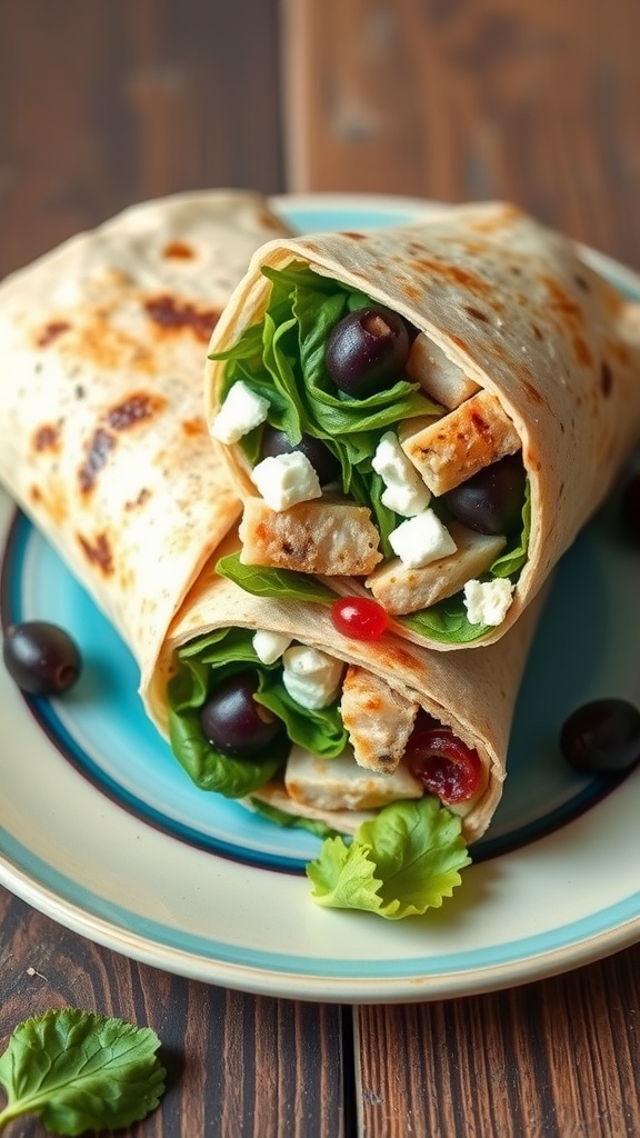 Mediterranean Tuna Melt Wrap with Feta Cheese, Spinach, and Olives