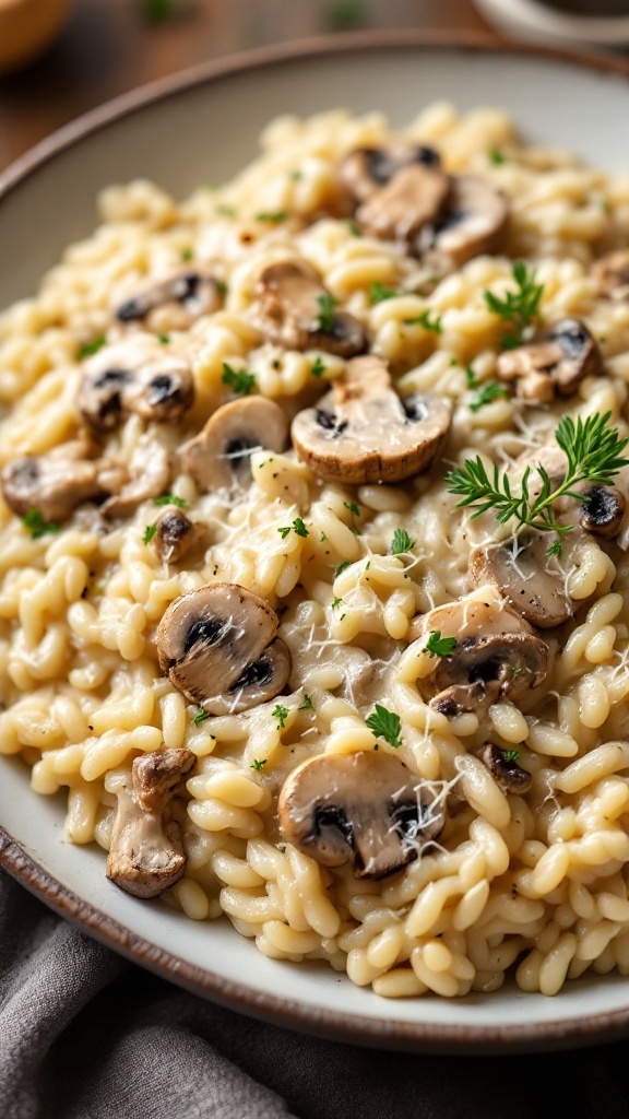 Creamy mushroom and chicken Alfredo risotto