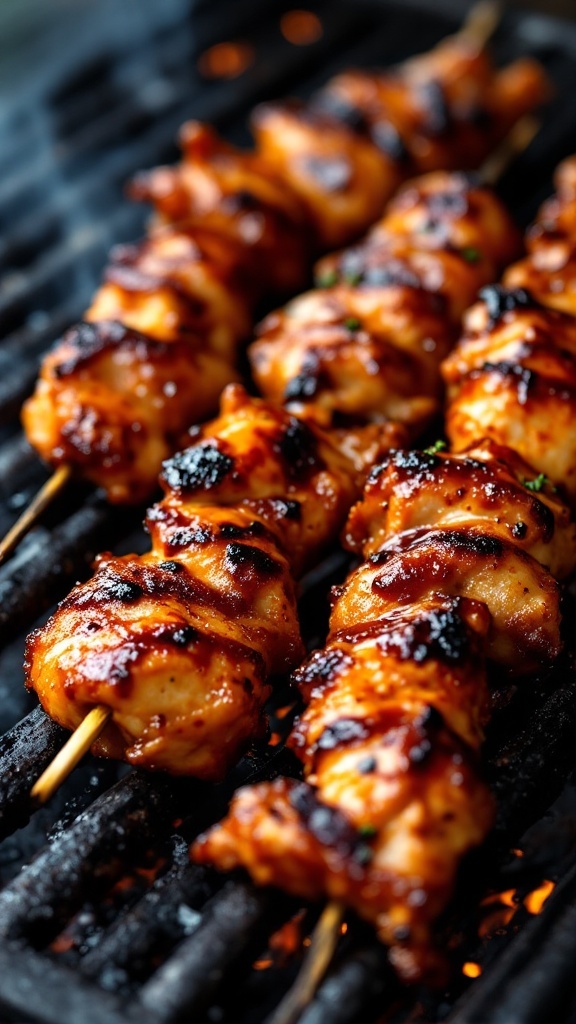 Smoky BBQ chicken skewers grilled to perfection