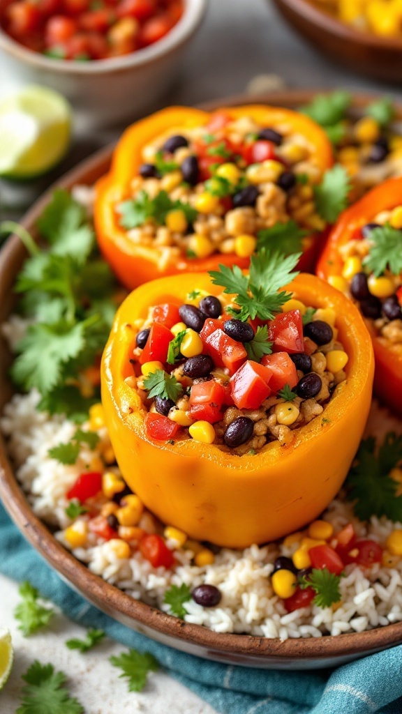 Southwestern Chicken and Rice Stuffed Peppers