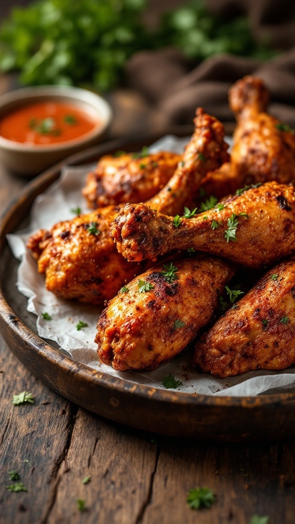 Deliciously seasoned spicy cajun baked chicken legs.