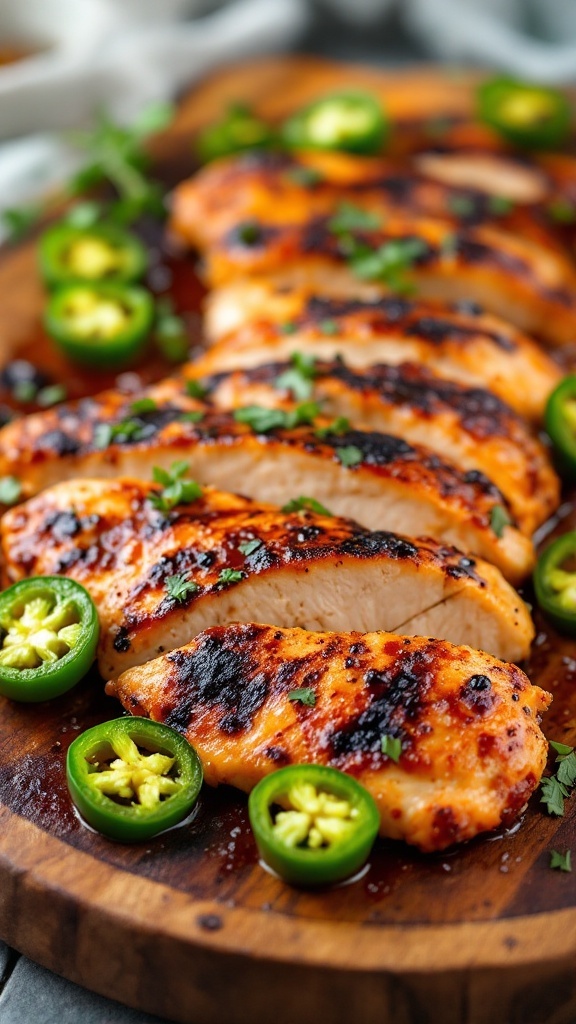 Grilled chicken breast marinated with spicy chipotle