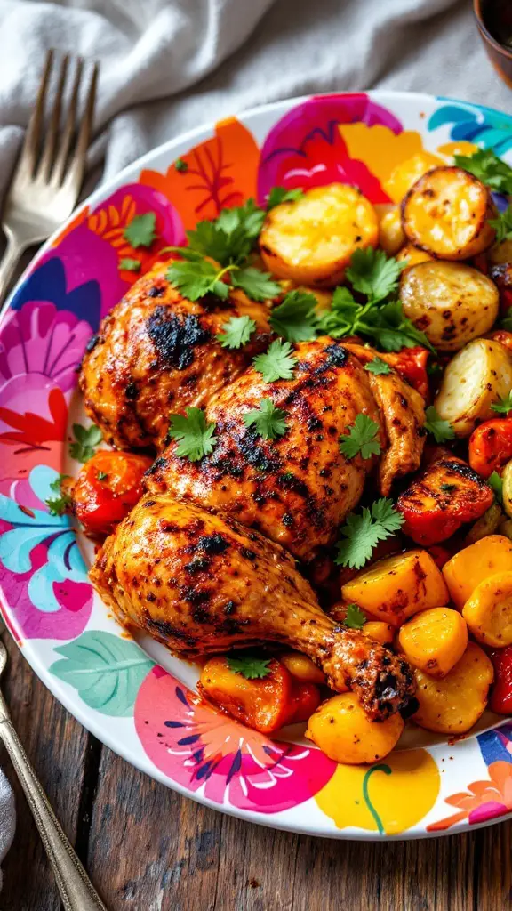 Spicy Peri-Peri Chicken served with roasted vegetables