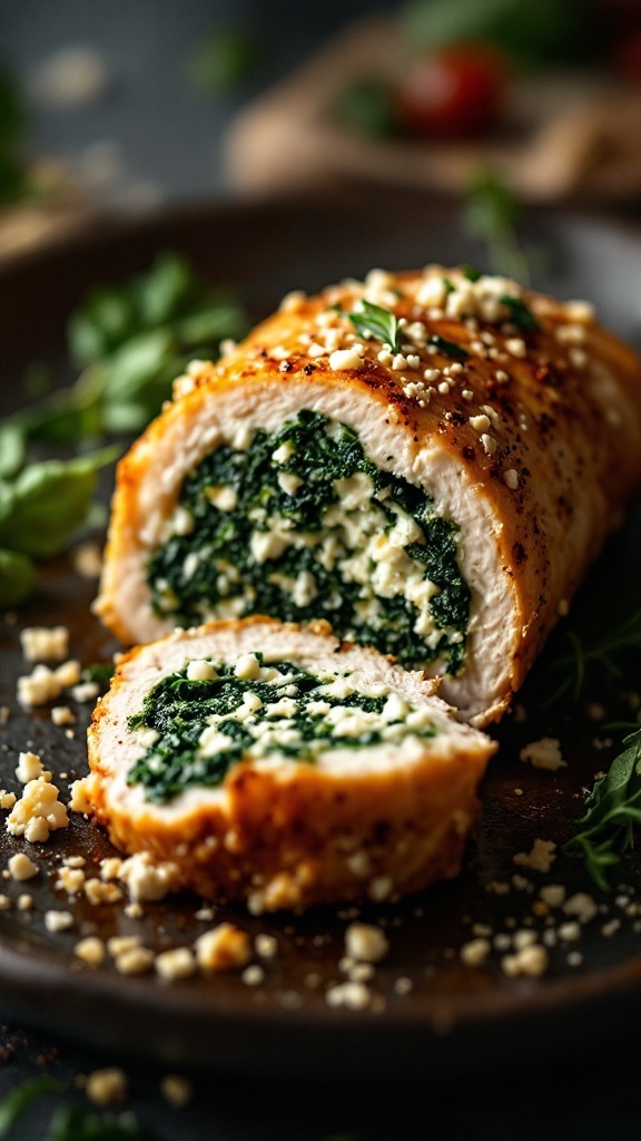 Stuffed chicken breast with spinach and feta