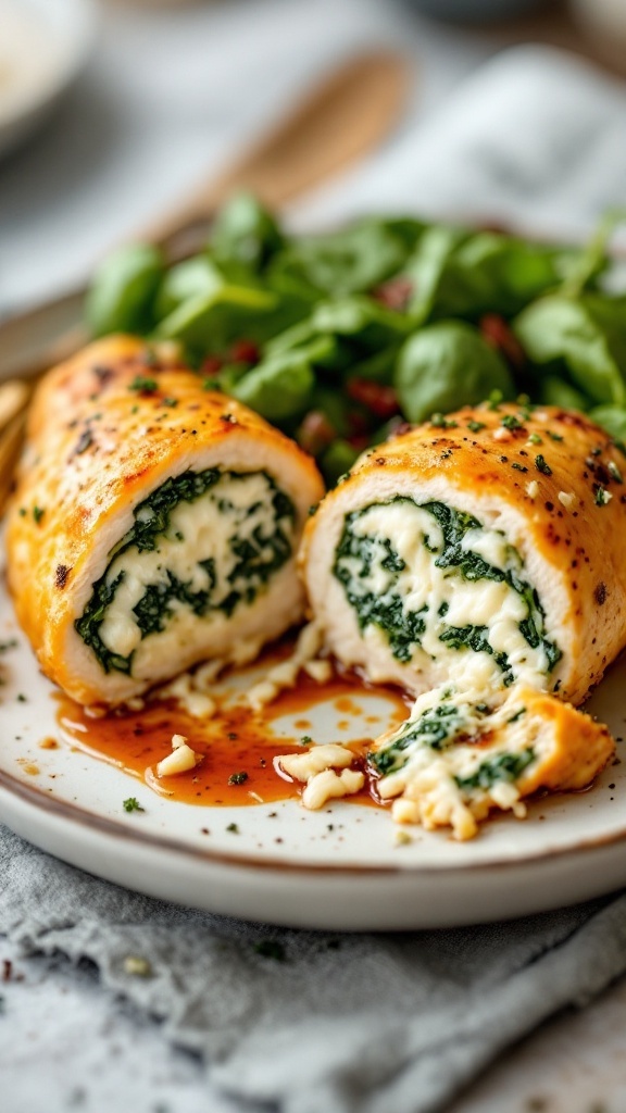 Stuffed chicken tenderloins with spinach and cheese