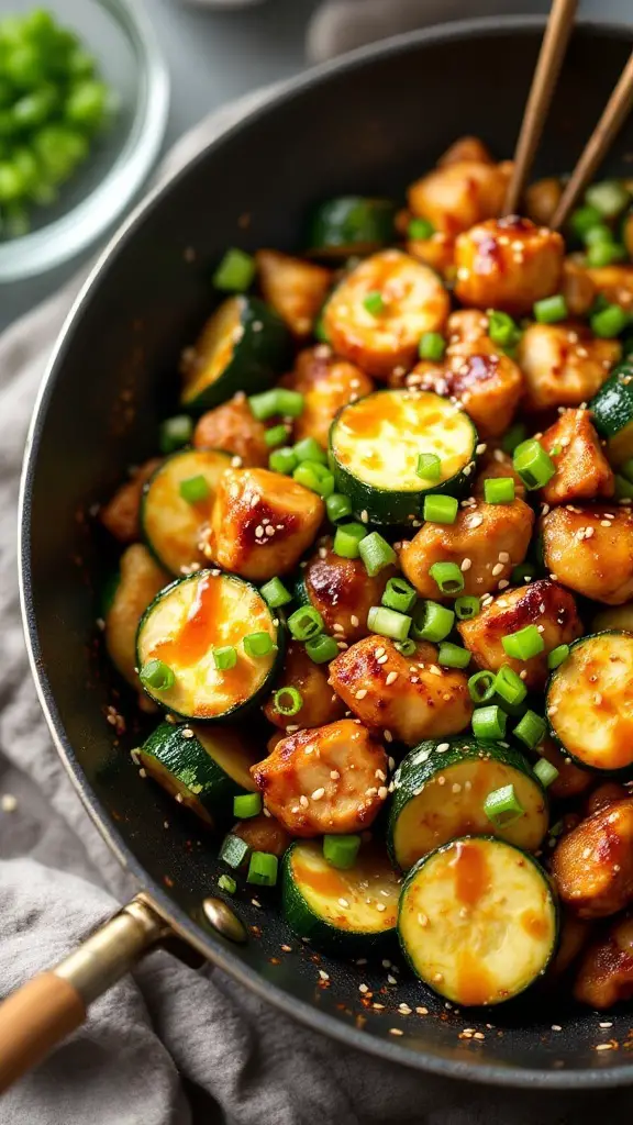 A delicious Teriyaki Chicken and Zucchini Skillet dish