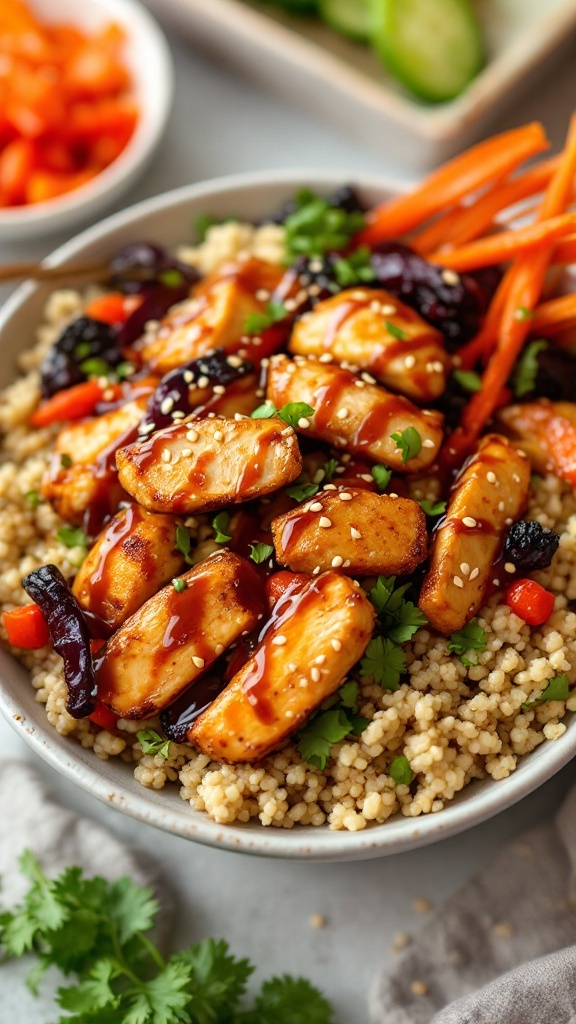 Teriyaki Chicken with Quinoa and Veggies bowl