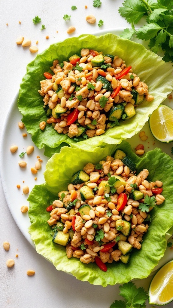 Thai Chicken and Zucchini Lettuce Wraps