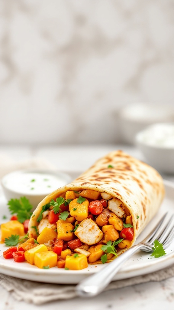 A delicious Tikka Masala Chicken Kathi Roll