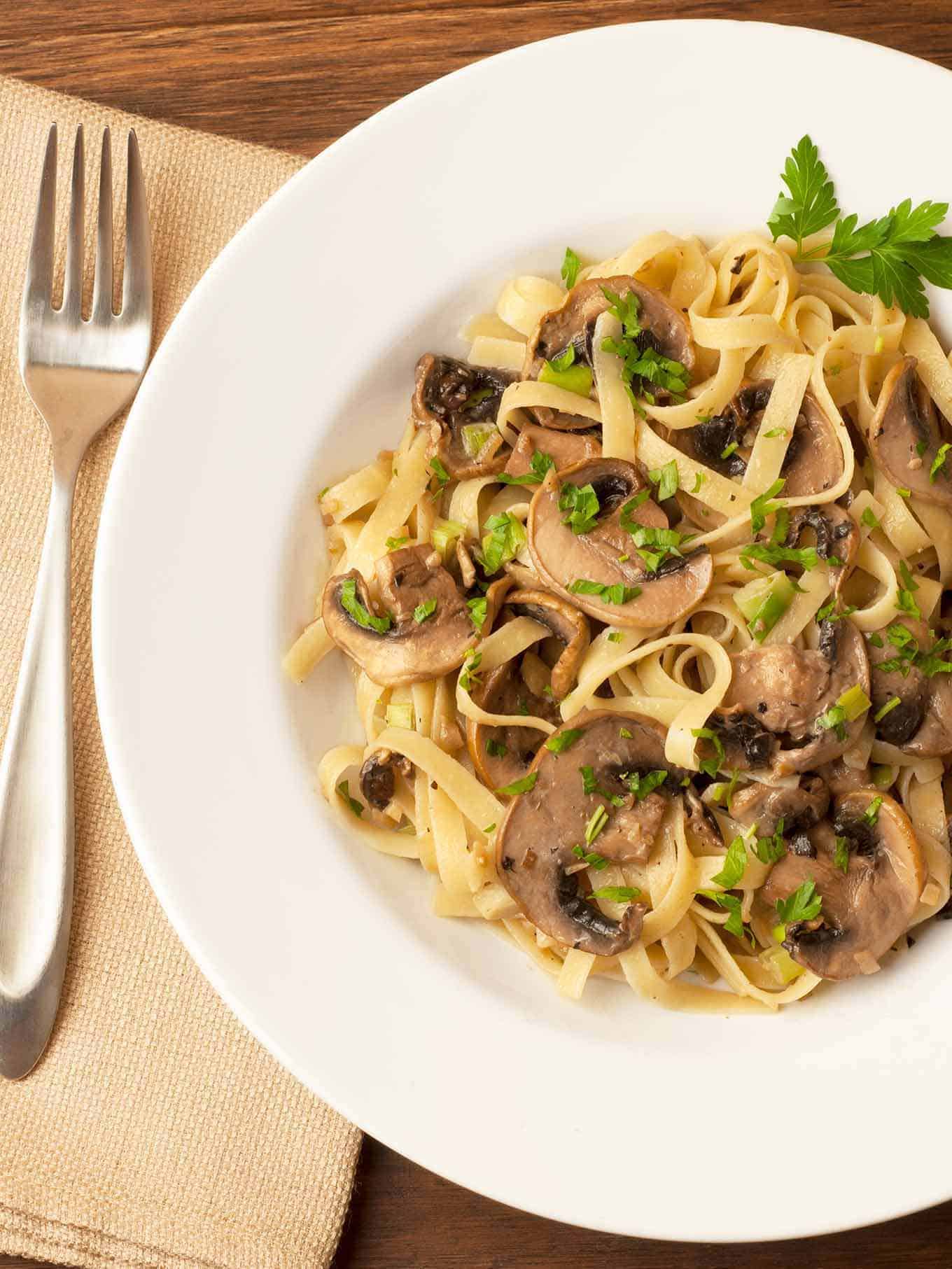 Fettuccine with Porcini Mushrooms and Truffle Oil